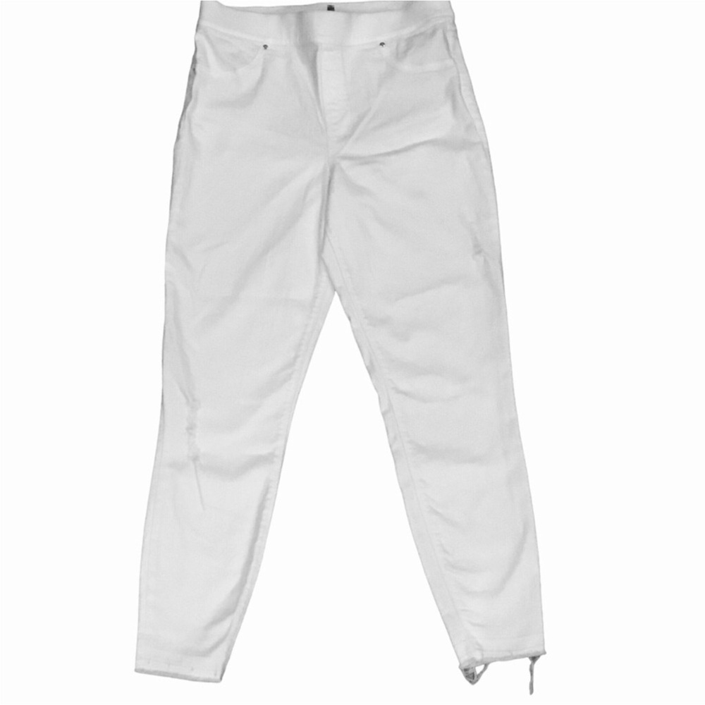 SPANX White High Rise Pull-On Skinny Legging Jeans Shape Stretch Denim Size- L - Picture 2 of 16